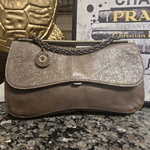 henri bendel Handbags - Henri Bendel Metallic Leather Flap Clutch GUC